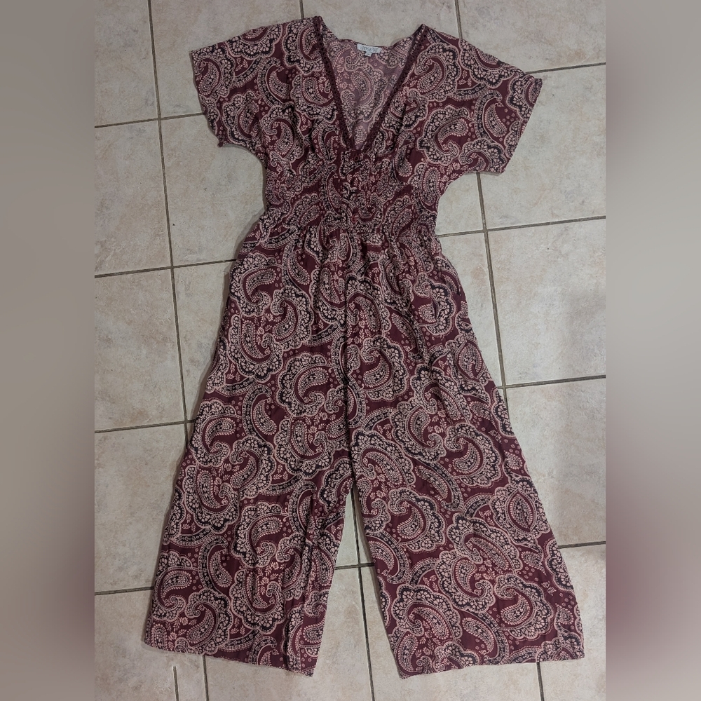Patrons of Peace Burgundy Paisley Jumpsuit Size Medium